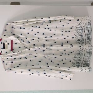 Piazza Sempione Made In italy Elegant White& Blue Patterned Button Down Tunic